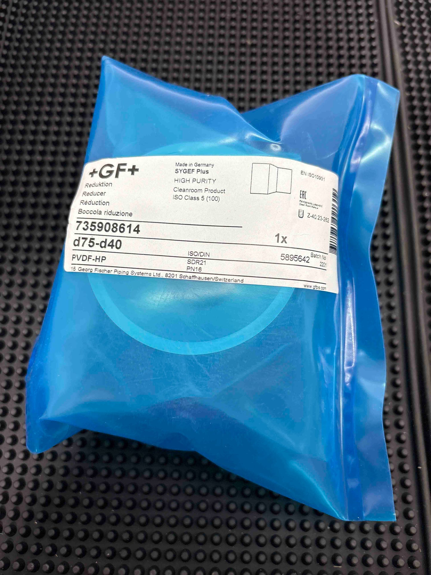 735.908.614, GF 75mm x 40mm Reducer, PVDF