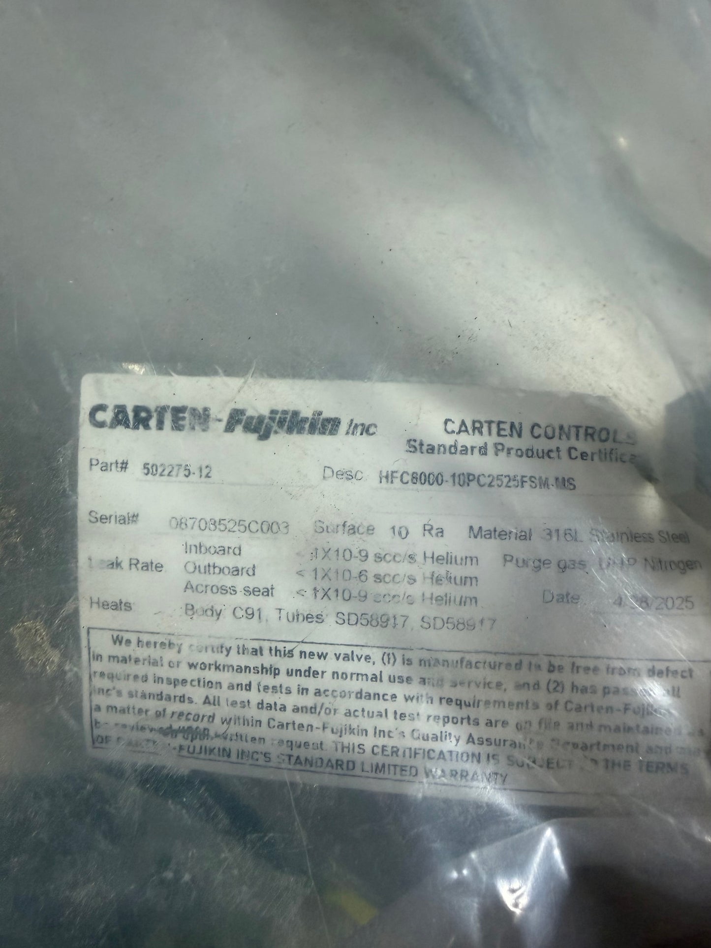 HFC6000-10PC2525FSM-MS - Open Bag