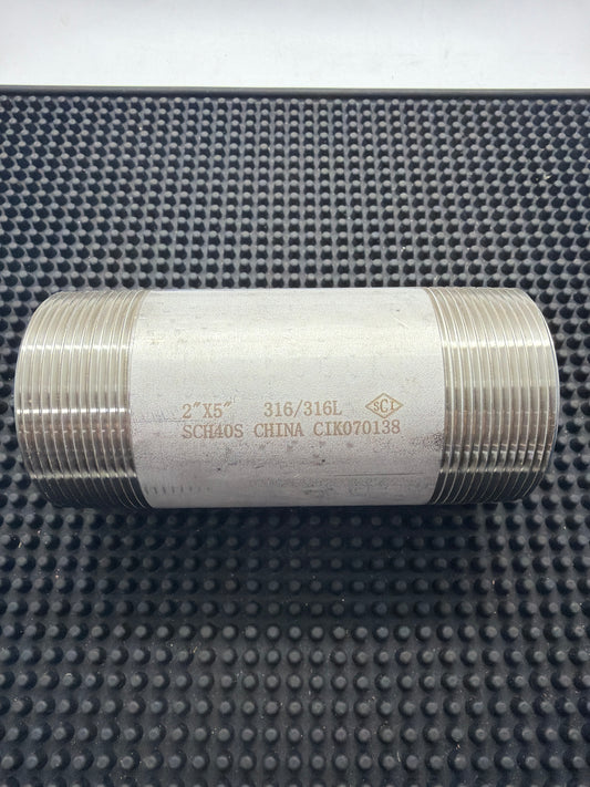 2" x 5" Schedule 40 316/316L Pipe Nipple - Copy